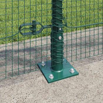 Schweißdrahtzaun mit 7 Flanschpfosten Grün 0,8x10 m Stahl