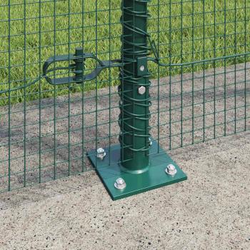 Schweissdrahtzaun mit 7 Flanschen Pfosten Grün 1.5x10 m Stahl