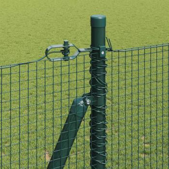 Schweissdrahtzaun mit 7 Flanschen Pfosten Grün 1.5x10 m Stahl
