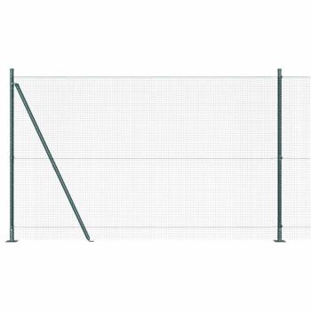 Schweissdrahtzaun mit 7 Flanschen Pfosten Grün 1.5x10 m Stahl