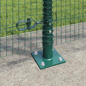 Geschweißter Drahtzaun mit 13 Flanschpfosten Grün 1,2x50 m Stahl