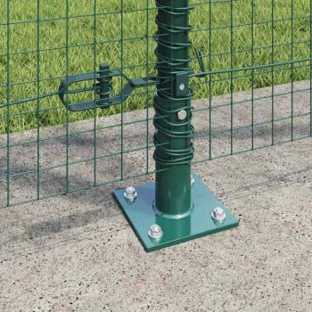 Schweißdrahtzaun mit 13 Flanschpfosten Grün 1,2x50 m Stahl