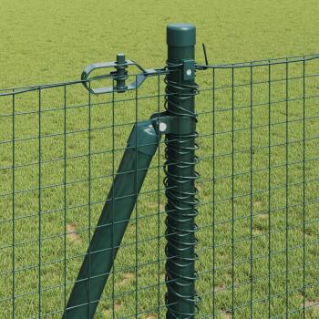 Schweißdrahtzaun mit 13 Flanschpfosten Grün 1,2x50 m Stahl