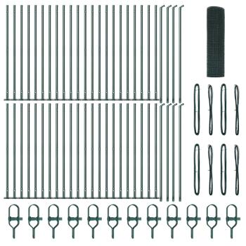 Schweißdrahtzaun mit 13 Flanschpfosten Grün 0,8x100 m Stahl