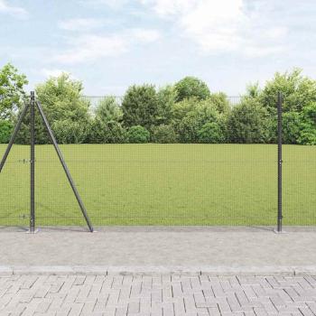ARDEBO.de - Geschweißter Drahtzaun mit 7 Flanschpfosten Grau 1,2x10 m Stahl