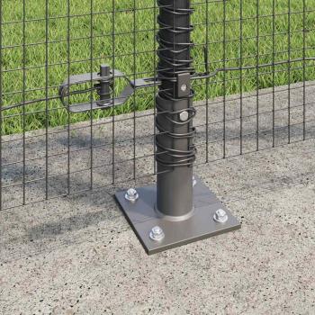 Schweissdrahtzaun mit 7 Flanschpfosten Grau 1,2x10 m Stahl