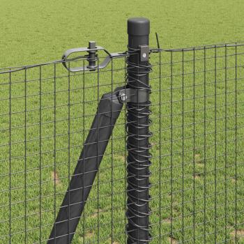 Schweissdrahtzaun mit 7 Flanschpfosten Grau 1,2x10 m Stahl