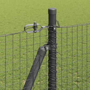 Geschweißter Drahtzaun mit 7 Flanschpfosten Grau 1,6x10 m Stahl