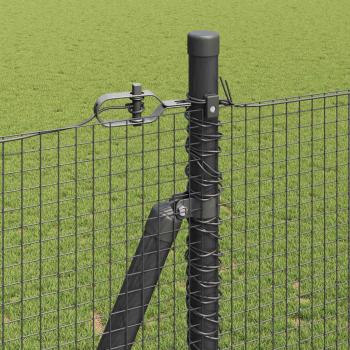 Schweißdrahtzaun mit 13 Flanschpfosten Grau 1,4x25 m Stahl