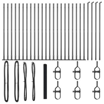 Schweißdrahtzaun mit 13 Flanschpfosten Grau 1.5x50 m Stahl