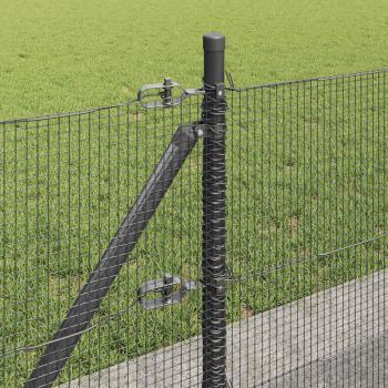Geklebter Drahtzaun mit 13 Flanschenpfosten Grau 0,4x100 m Stahl