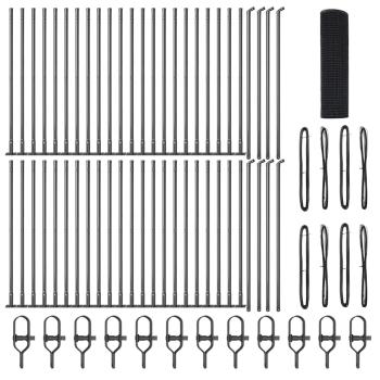 Schweißdrahtzaun mit 13 Flanschpfosten Grau 0.4x100 m Stahl