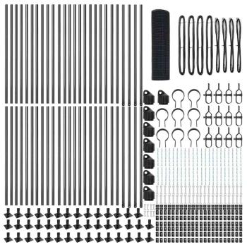 Schweißdrahtzaun mit 13 Flanschpfosten Grau 0.4x100 m Stahl