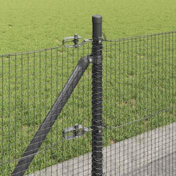 Geschweißter Drahtzaun mit 7 Flanschpfosten Grau 0.6x100 m Stahl