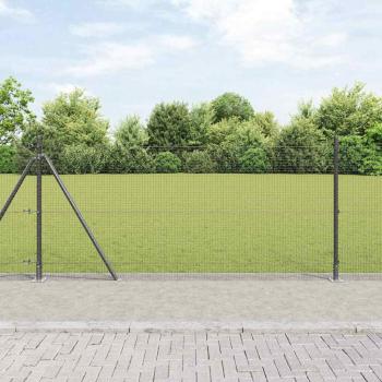 ARDEBO.de - Geschweißter Drahtzaun mit 13 Flanschpfosten Grau 0.8x100 m Stahl