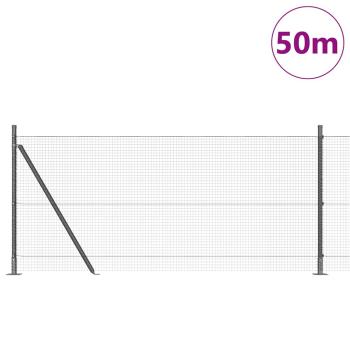 Geschweißter Drahtzaun mit 13 Flanschpfosten Grau 0.8x100 m Stahl
