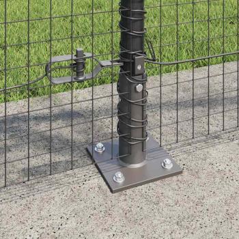 Schweißdrahtzaun mit 13 Flanschpfosten Grau 0.8x100 m Stahl