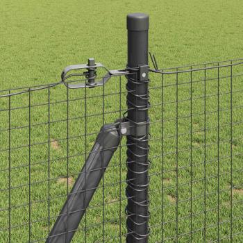 Schweißdrahtzaun mit 13 Flanschpfosten Grau 0.8x100 m Stahl