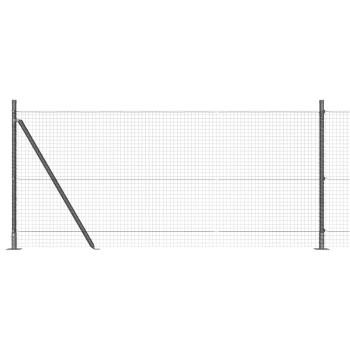 Schweißdrahtzaun mit 13 Flanschpfosten Grau 0.8x100 m Stahl