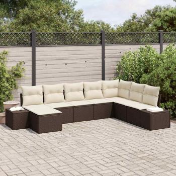 ARDEBO.de - 8-teiliges Garten Sofa Set mit Kissen Braun Poly Rattan