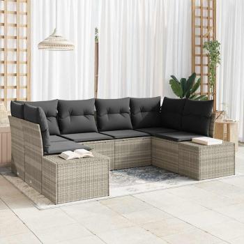 ARDEBO.de - Gartensofa-set 6 stk. 6-Sitzanzahl Hellgrau Poly Rattan