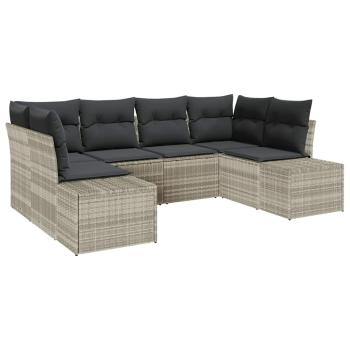 Gartensofa-set 6 stk. 6-Sitzanzahl Hellgrau Poly Rattan