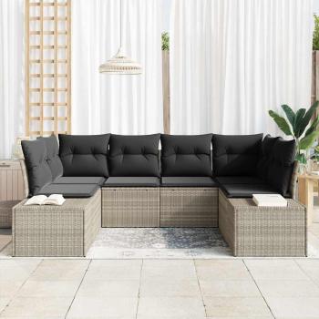 Gartensofa-set 6 stk. 6-Sitzanzahl Hellgrau Poly Rattan