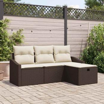 ARDEBO.de - 4-teiliges Garten Sofa Set mit Kissen braunes Poly Rattan