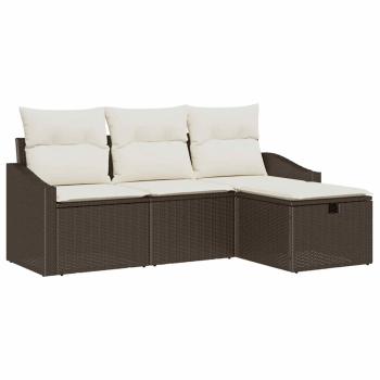 4-teiliges Garten Sofa Set mit Kissen braunes Poly Rattan