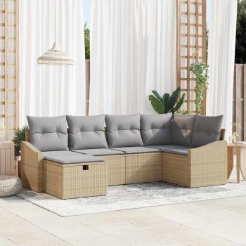 ARDEBO.de - 6-teiliges Garten-Sofa-Set mit Kissen Beige Poly Rattan