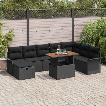 ARDEBO.de - Gartensofa-set 9 stk. Schwarz Poly-Rattan