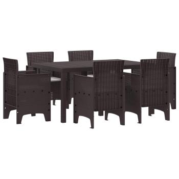 ARDEBO.de - 7-teiliges Garten-Dining-Set mit Kissen Braun Poly-Rattan