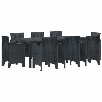 9-teiliges Garten Essset Anthrazit Poly Rattan