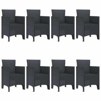 9-teiliges Garten Essset Anthrazit Poly Rattan