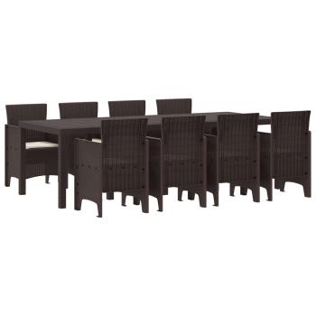 ARDEBO.de - 9-teiliges Garten-Esszimmer-Set mit Kissen Braun Poly-Rattan