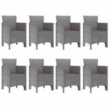 9-teiliges Garten-Essset Grau Poly-Rattan