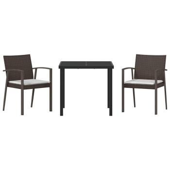 Set aus 2 Braun PE-Rattan 2-Sitzer Langlebig Gartenstuhl