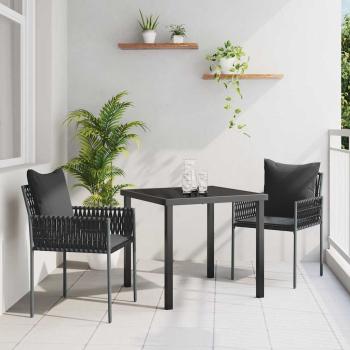 ARDEBO.de - Set aus 2 Schwarz PE Rattan 54x61x83 cm Langlebig Gartenstuhl