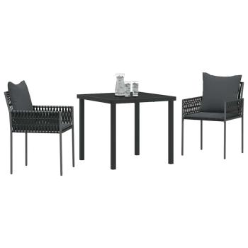 Set aus 2 Schwarz PE Rattan 54x61x83 cm Langlebig Gartenstuhl