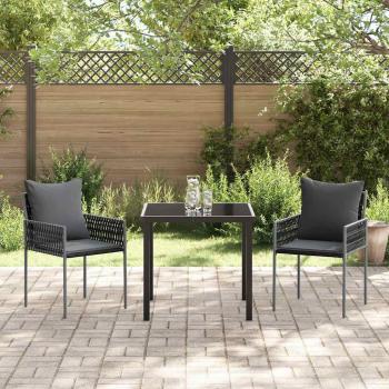 Set aus 2 Schwarz PE Rattan 54x61x83 cm Langlebig Gartenstuhl