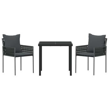 Set aus 2 Schwarz PE Rattan 54x61x83 cm Langlebig Gartenstuhl