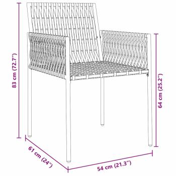 Set aus 2 Schwarz PE Rattan 54x61x83 cm Langlebig Gartenstuhl