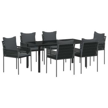 Set aus 4 Schwarze Stühle, Dunkelgraue Kissen