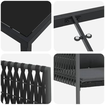 Set aus 4 Schwarze Stühle, Dunkelgraue Kissen