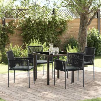 ARDEBO.de - Set aus 3 Schwarz PE-Rattan, Stahl, Polyester Standard
