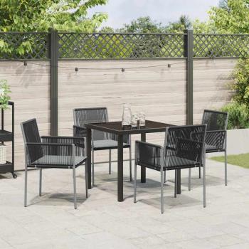Set aus 3 Schwarz PE-Rattan, Stahl, Polyester Standard