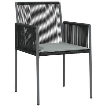 Set aus 3 Schwarz PE-Rattan, Stahl, Polyester Standard
