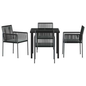 Set aus 3 Schwarz PE-Rattan, Stahl, Polyester Standard
