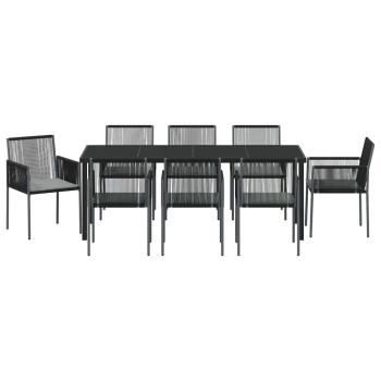 Set von 5 Schwarz Poly-Rattan, pulverbeschichteter Stahl, Polyester