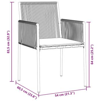 Set von 5 Schwarz Poly-Rattan, pulverbeschichteter Stahl, Polyester